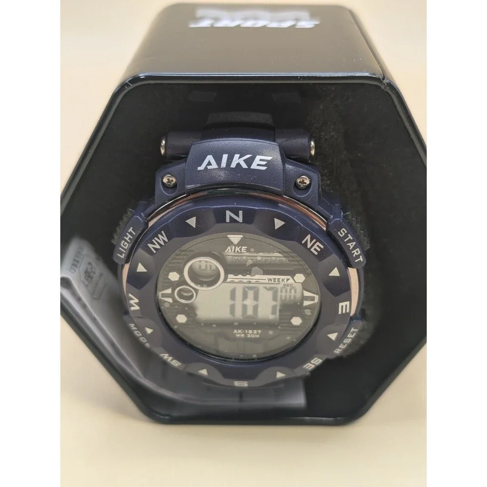 Aike Sports Digital Sport Watch Water Resistant Blue With Stainless Steel Back